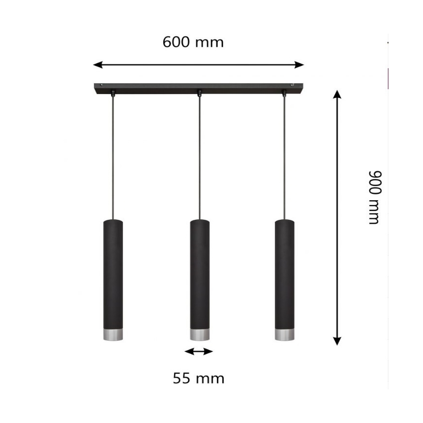 LED Hanglamp aan koord TUBA 3xGU10/4,8W/230V