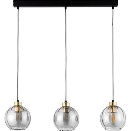 LED-hanglamp aan staalkabel DEVI 3xE27/15W/230V zwart/helder