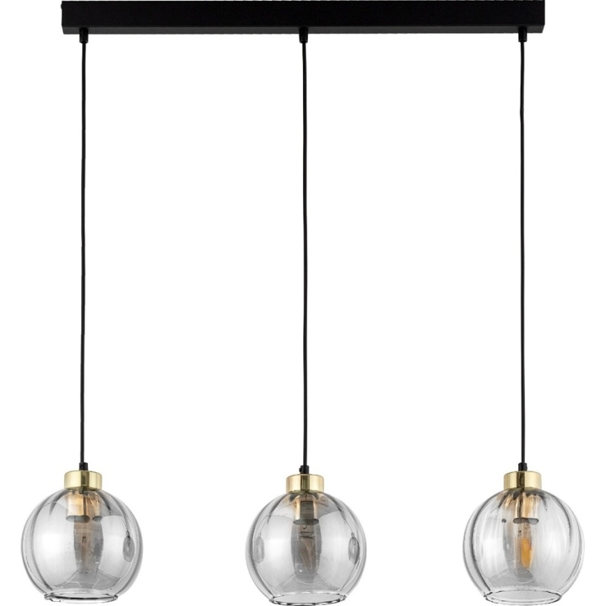 LED-hanglamp aan staalkabel DEVI 3xE27/15W/230V zwart/helder