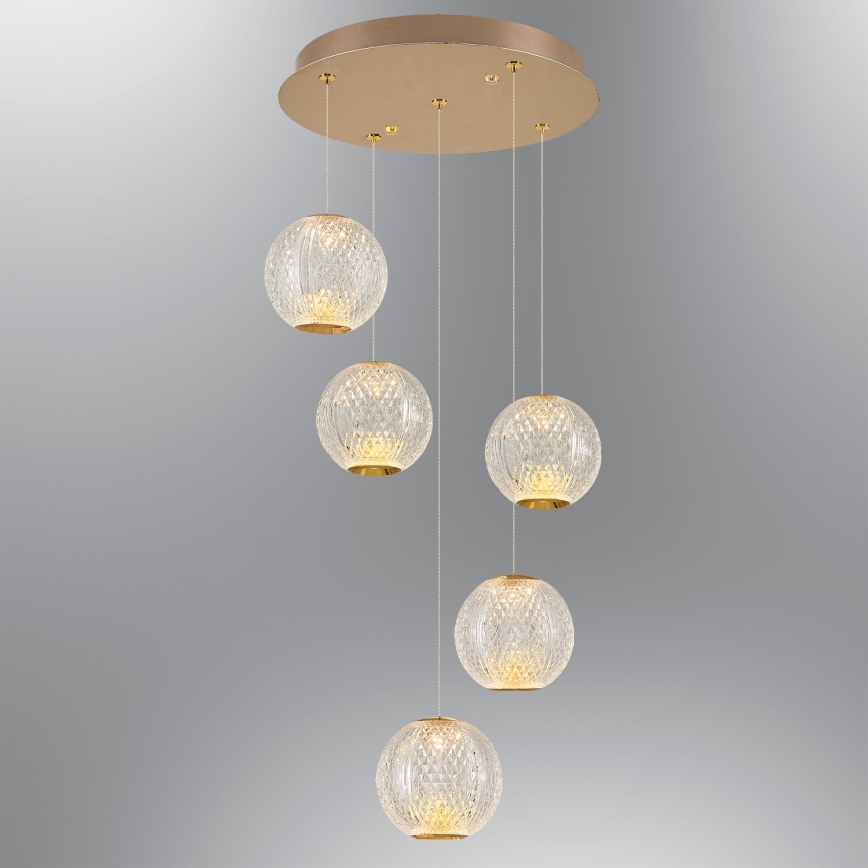 LED Hanglamp CREMONA 5xLED/5W/230V 3000K goud
