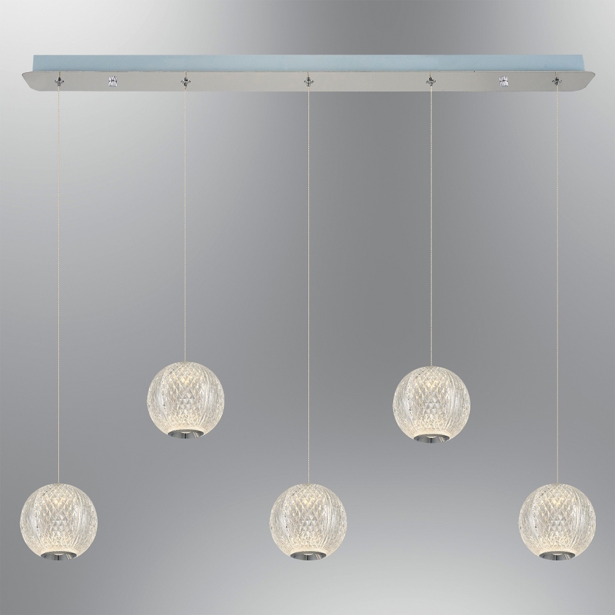 LED Hanglamp CREMONA 5xLED/5W/230V 3000K mat-chroom