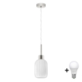 LED Hanglamp HARMA 1xE27/60W/230V Ø 14 cm gematteerd chroom/wit