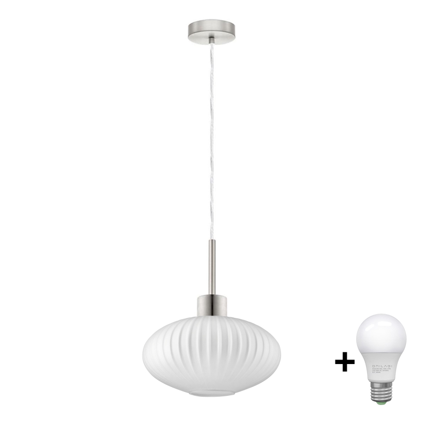 LED Hanglamp HARMA 1xE27/60W/230V Ø 30 cm mat chroom/wit