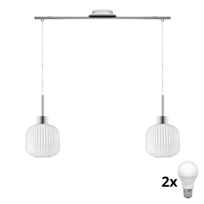 LED-hanglamp HARMA aan kabel 2xE27/60W/230V mat chroom/wit