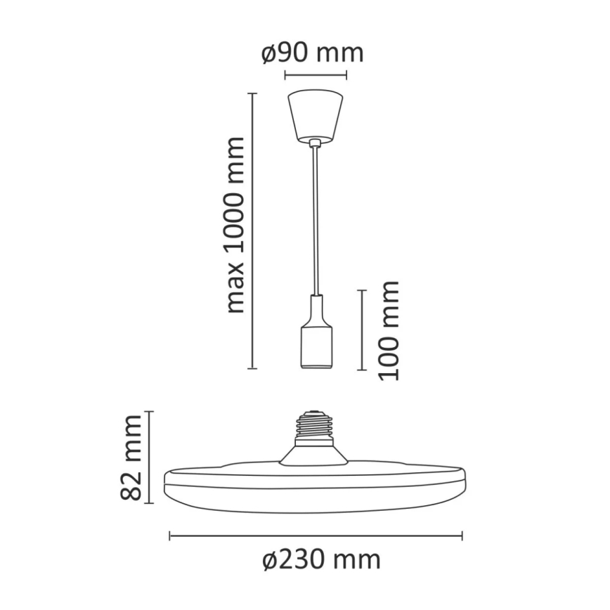 LED Hanglamp KIKI 1xE27/15W/230V zwart