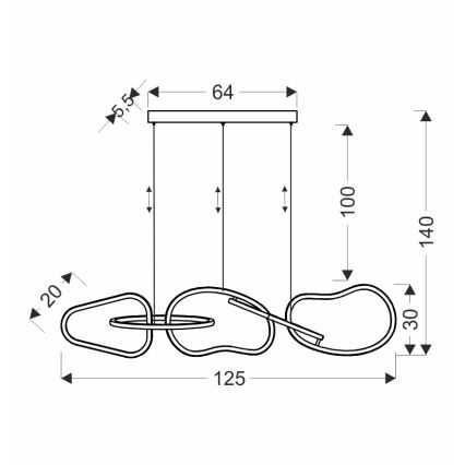 LED Hanglamp met kabel ANNELI LED/45W/230V 125 cm goudkleurig