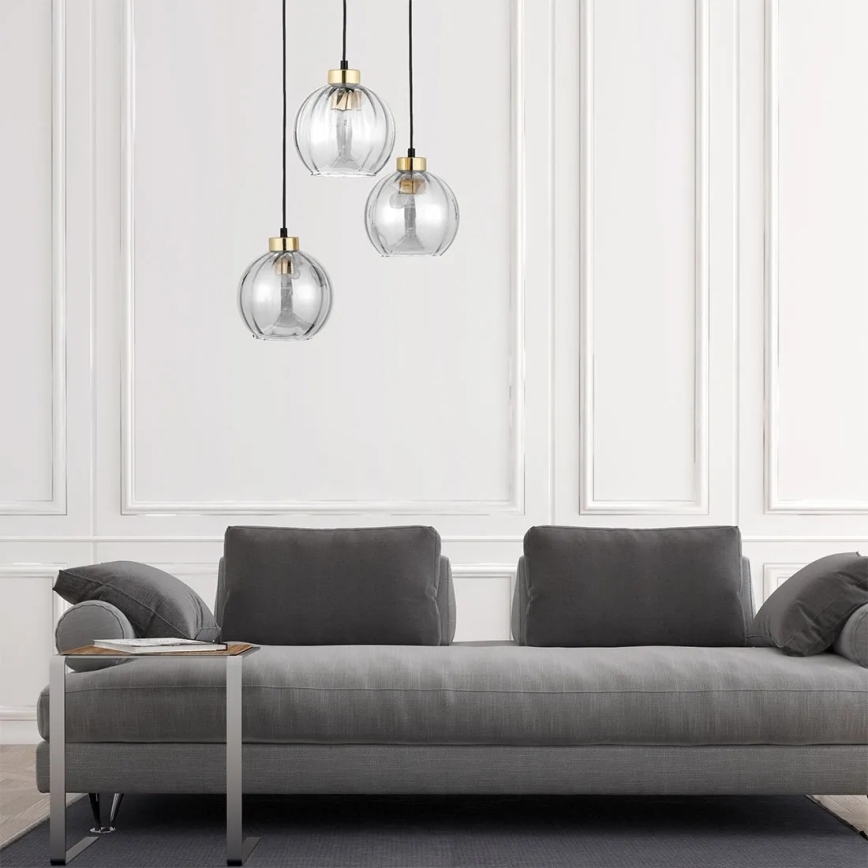 LED-hanglamp met kabel DEVI 3xE27/15W/230V zwart/helder