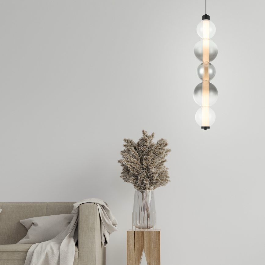 LED-hanglamp met kabel LUMMI LED/19W/230V zwart/rookglas