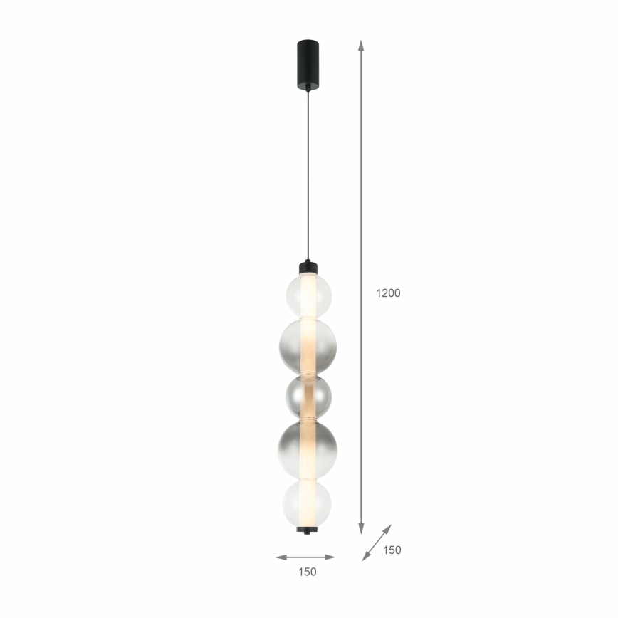 LED-hanglamp met kabel LUMMI LED/19W/230V zwart/rookglas
