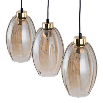 LED-hanglamp met kabel SEBO 3xE27/15W/230V zwart/rookbeige