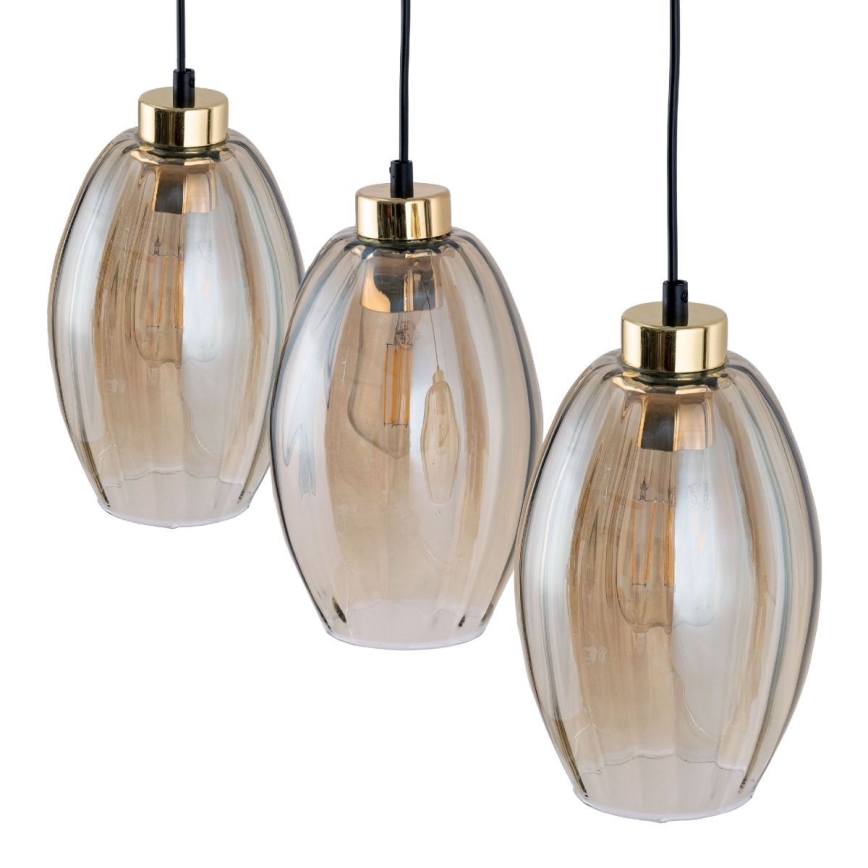 LED-hanglamp met kabel SEBO 3xE27/15W/230V zwart/rookbeige
