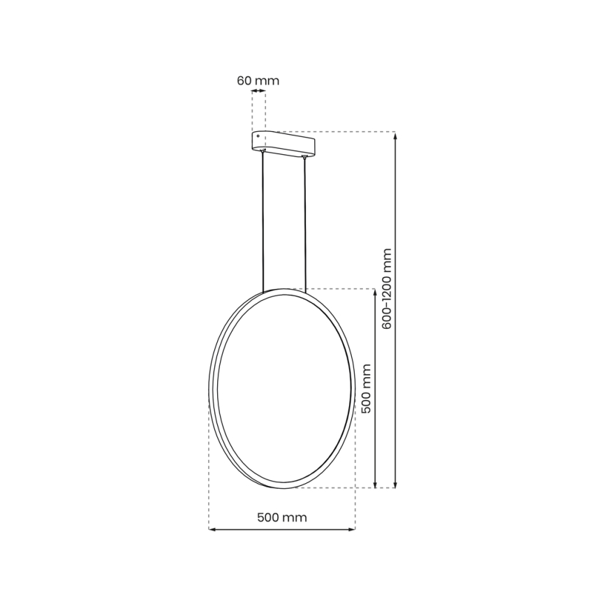LED-hanglamp met kabelophanging SATURNO LED/28W/230V Ø 50 cm IP44 zwart