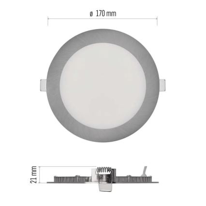 LED inbouwarmatuur NEXXO LED/12,5W/230V 3000/3500/4000K zilverkleurig Ø 17 cm