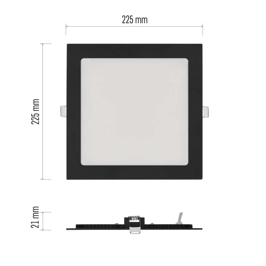 LED inbouwarmatuur NEXXO LED/18W/230V 3000/3500/4000K zwart 22,5 x 22,5 cm