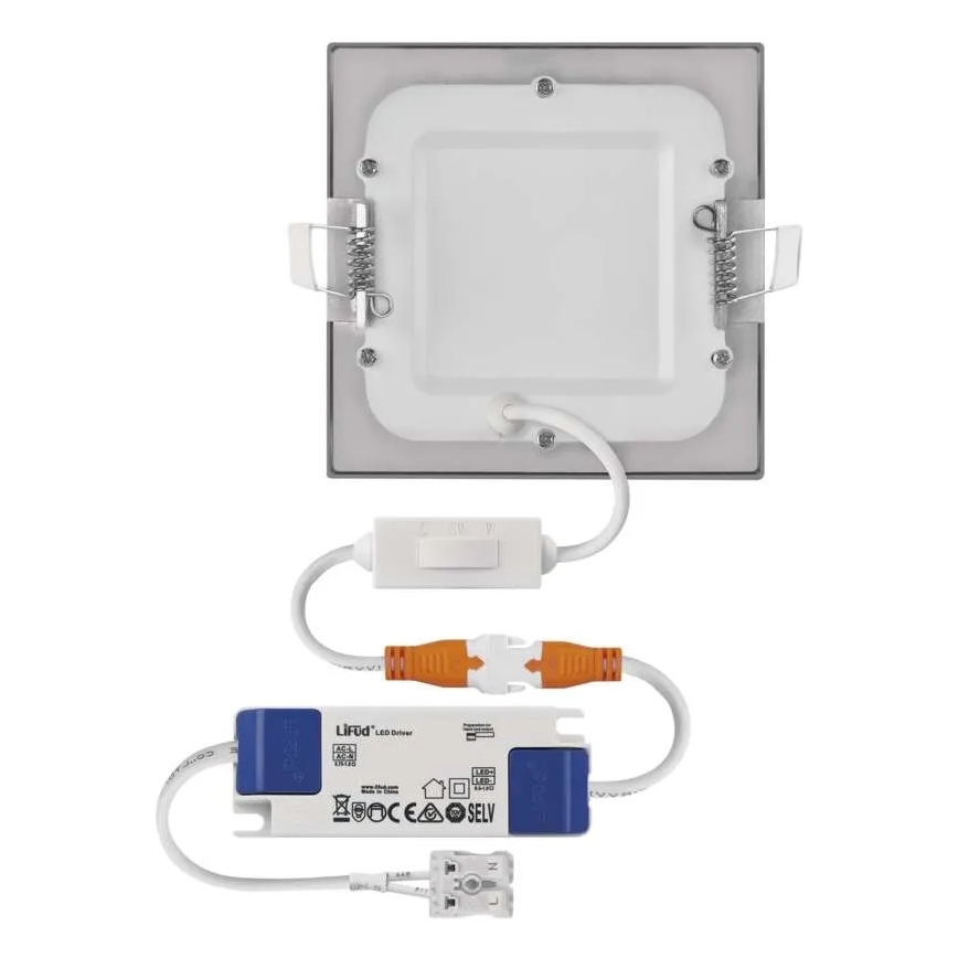 LED inbouwarmatuur NEXXO LED/7W/230V 3000/3500/4000K zilverkleurig 12x12 cm