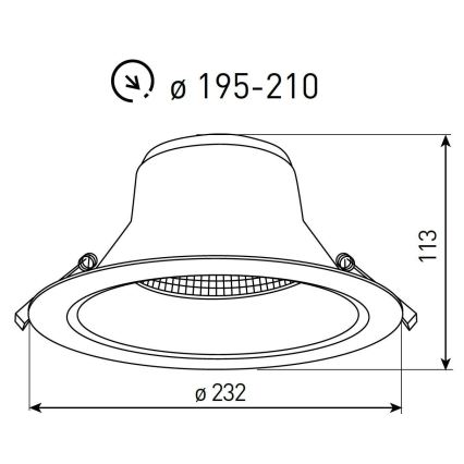LED inbouwarmatuur voor badkamer NYON LED/34W/230V 3000/4000/5700K Ø 23,2 cm IP44 wit