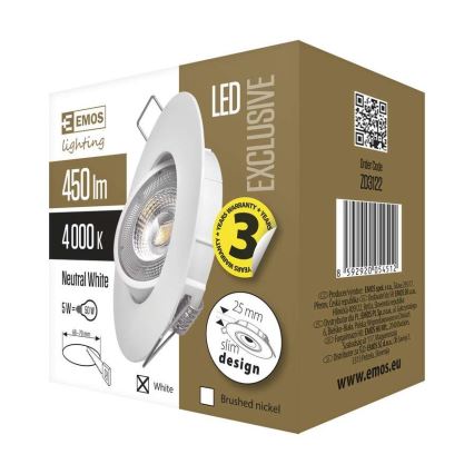 LED Inbouwlamp EXCLUSIVE LED/5W/230V 4000 K wit