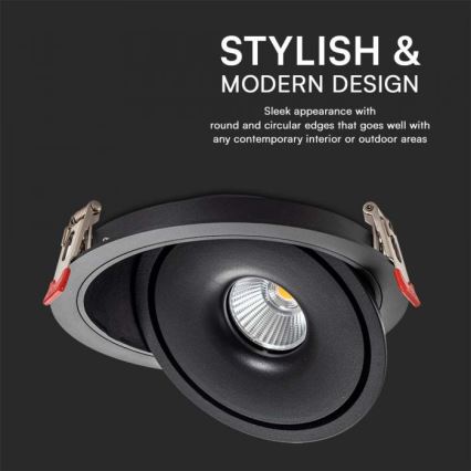 LED Inbouwspot LED/28W/230V 3000/4000/6400K diameter 20 cm zwart