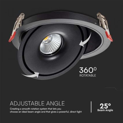 LED Inbouwspot LED/28W/230V 3000/4000/6400K diameter 20 cm zwart