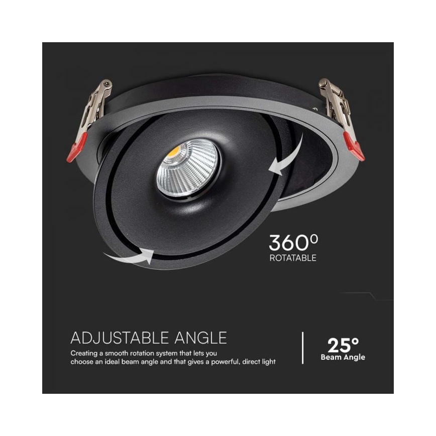 LED Inbouwspot LED/28W/230V 3000/4000/6400K diameter 20 cm zwart