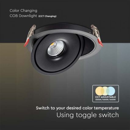 LED Inbouwspot LED/28W/230V 3000/4000/6400K diameter 20 cm zwart