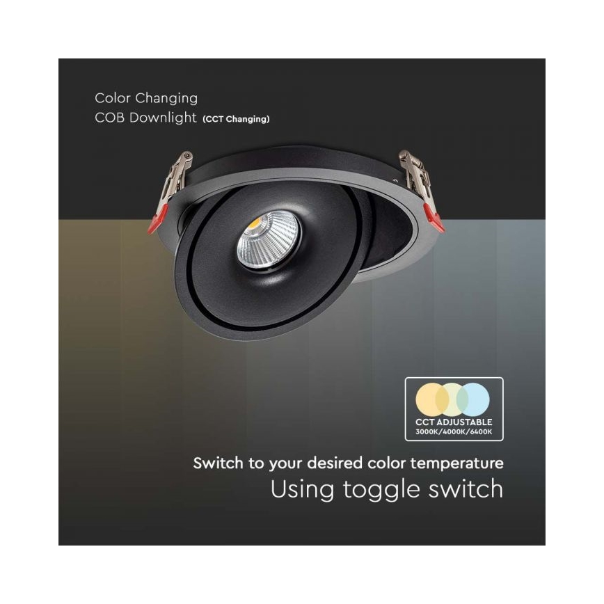 LED Inbouwspot LED/28W/230V 3000/4000/6400K diameter 20 cm zwart