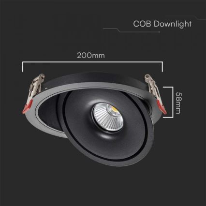 LED Inbouwspot LED/28W/230V 3000/4000/6400K diameter 20 cm zwart