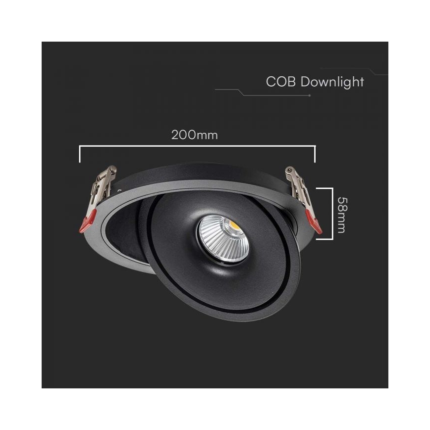 LED Inbouwspot LED/28W/230V 3000/4000/6400K diameter 20 cm zwart