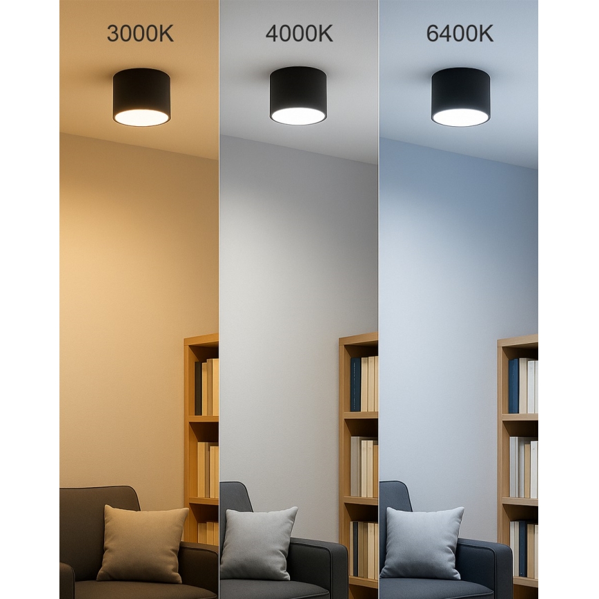 LED-inbouwspot LED/5W/230V 3000/4000/6400K Ø 7,5 cm zwart