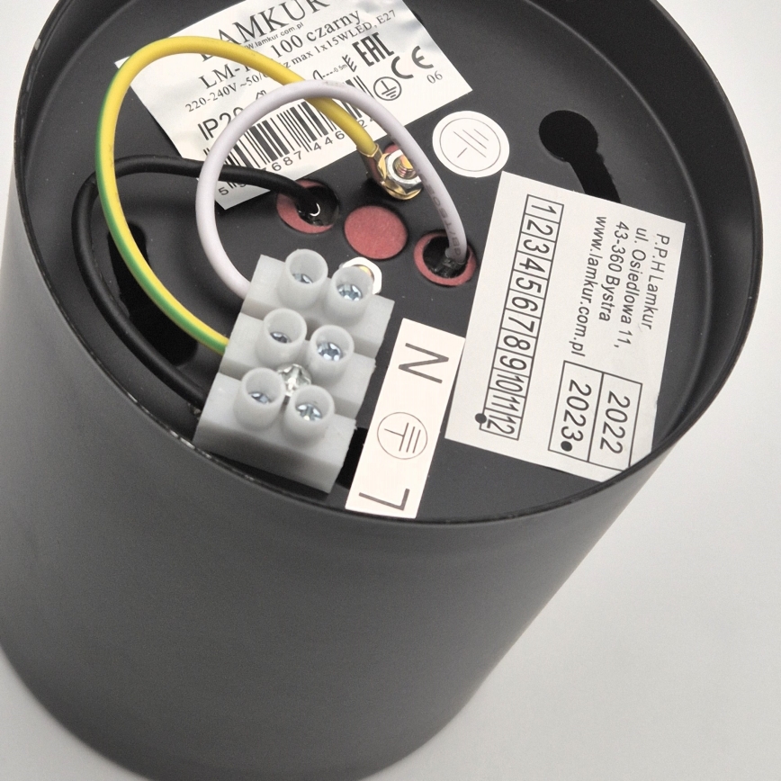 LED Inbouwspot TACO 1xE27/15W/230V zwart