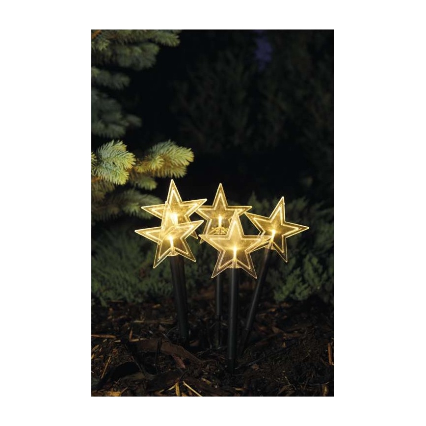 LED Kerst buitendecoratie 5xLED/3xAA IP44 sterren