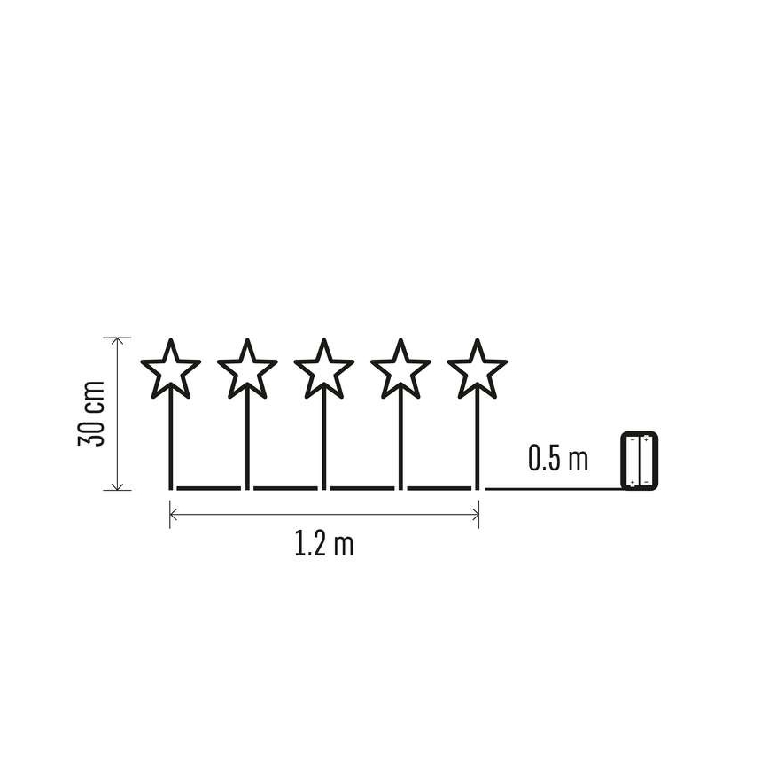 LED Kerst buitendecoratie 5xLED/3xAA IP44 sterren