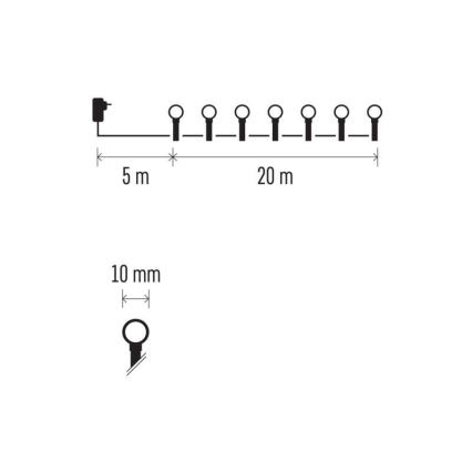 LED Kerst buitenketting 200xLED/25m IP44 warm wit