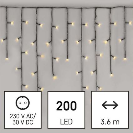 LED Kerst buitenketting 200xLED/8 standen 8,6m IP44 warm wit