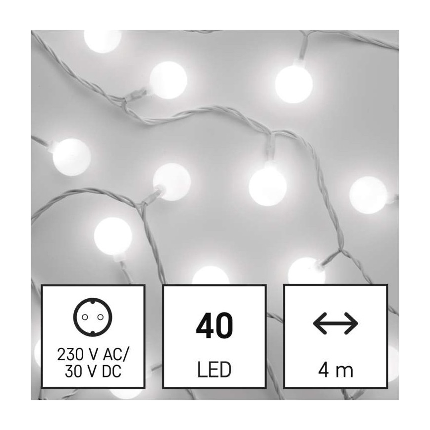 LED Kerst buitenketting 40xLED/9m IP44 koel wit