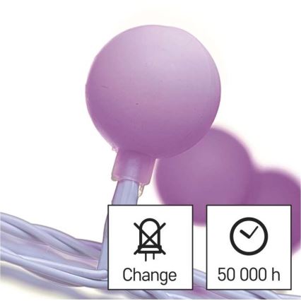 LED Kerst buitenketting 40xLED/9m IP44 roze