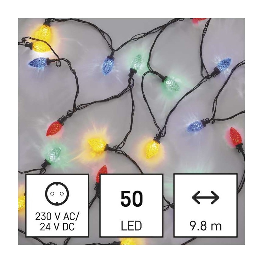 LED Kerst buitenketting 50xLED/8 standen 14,8m IP44 multicolor