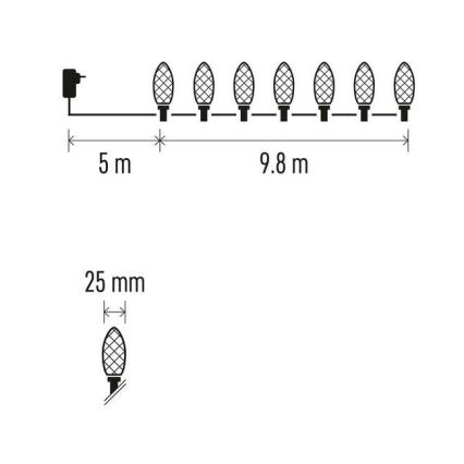 LED Kerst buitenketting 50xLED/8 standen 14,8m IP44 multicolor