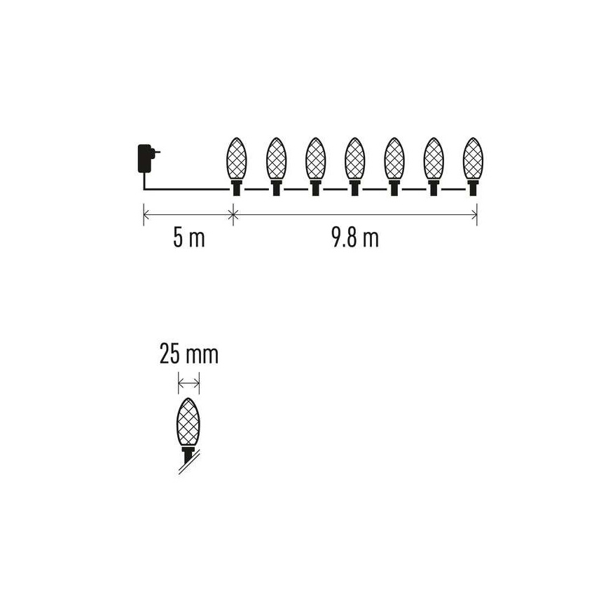 LED Kerst buitenketting 50xLED/8 standen 14,8m IP44 multicolor