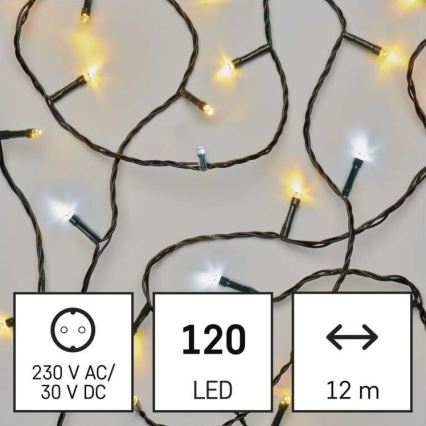 LED Kerst Lichtketting voor Buiten 120xLED/2 functies 17m IP44 warm/koud wit