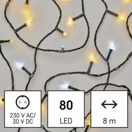LED Kerst Lichtketting voor Buiten 80xLED/13m IP44 warm/koud wit