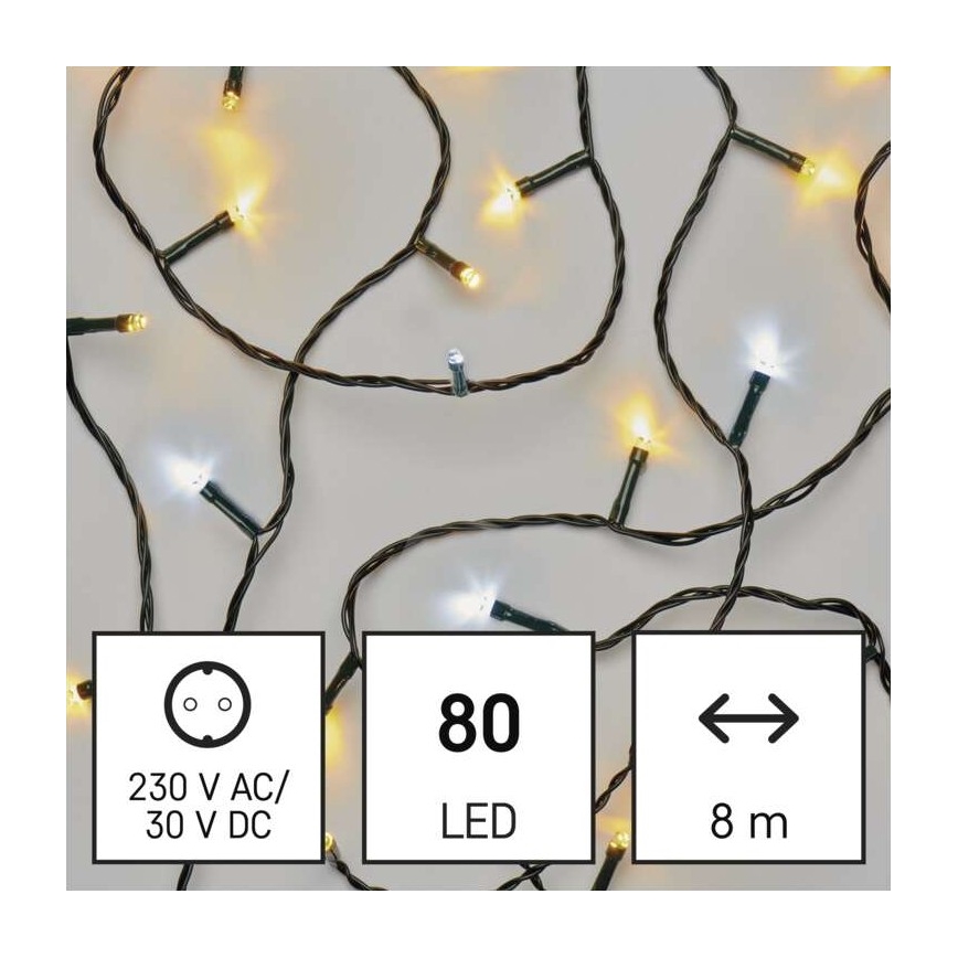 LED Kerst Lichtketting voor Buiten 80xLED/13m IP44 warm/koud wit