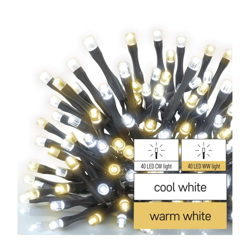 LED Kerst Lichtketting voor Buiten 80xLED/13m IP44 warm/koud wit