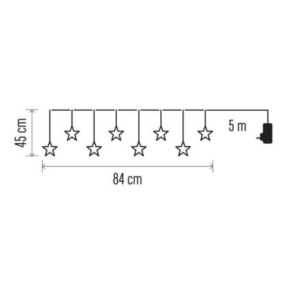 LED Kerst Lichtketting voor Buiten 8xLED/5,84m IP44 sterren