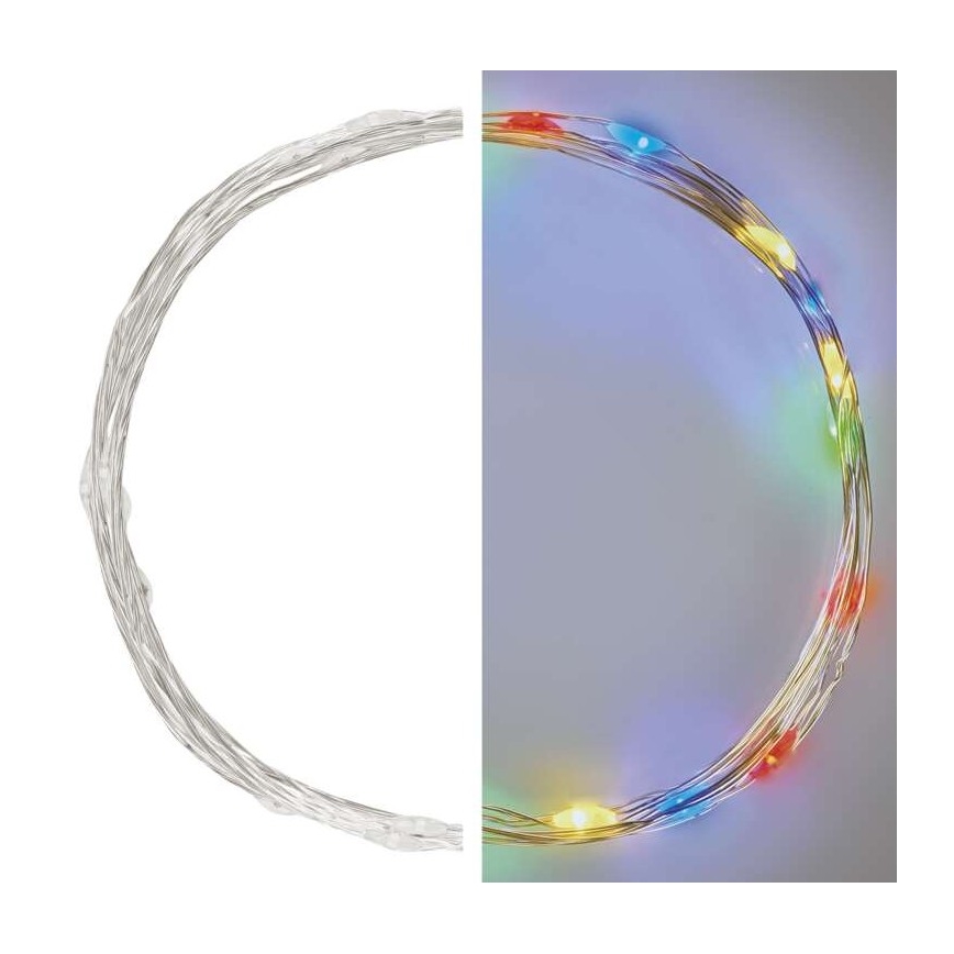 LED Kerst lichtsnoer 20xLED/2xAA 2,4m Meerdere kleuren