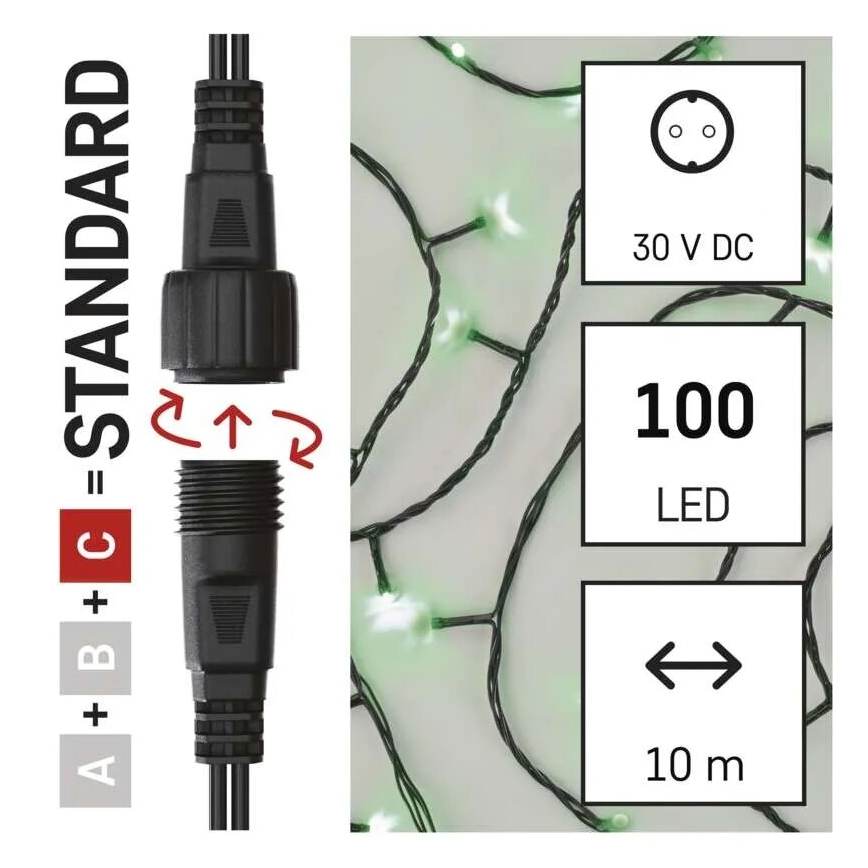 LED Kerst lichtsnoer voor buiten 100xLED/10m IP44 groen