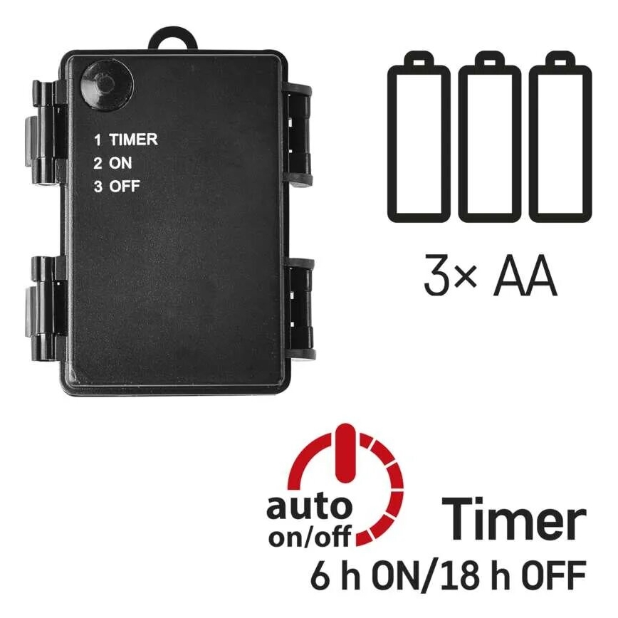 LED Kerst lichtsnoer voor buiten 40xLED/3xAA 3,3m IP44 koud wit