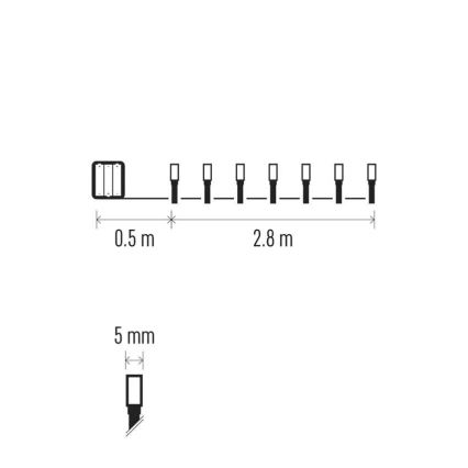 LED Kerst lichtsnoer voor buiten 40xLED/3xAA 3,3m IP44 koud wit