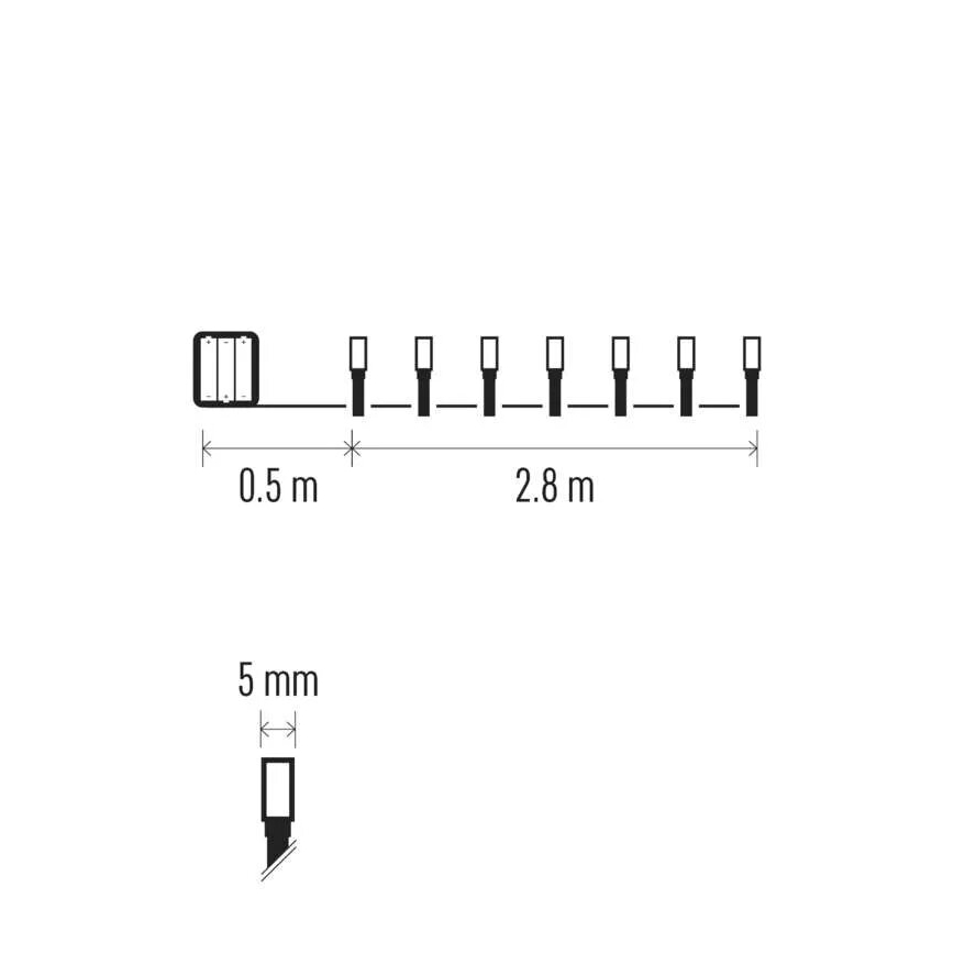 LED Kerst lichtsnoer voor buiten 40xLED/3xAA 3,3m IP44 koud wit