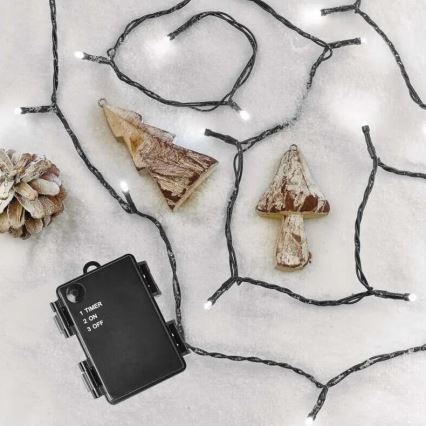 LED Kerst lichtsnoer voor buiten 80xLED/3xAA 6,1m IP44 koud wit